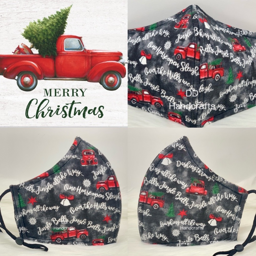 Christmas Red Truck adult face mask